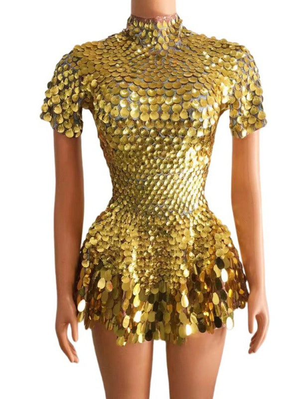 Column/Sheath High Neck Sequins Short/Mini Costume Vintage Party Dresses