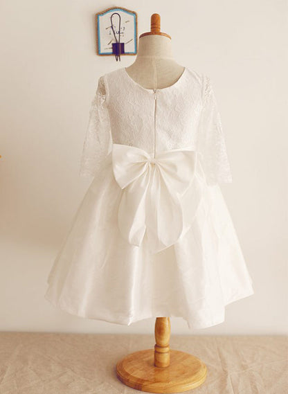 A-Line/Princess Taffeta Flower Girl Dresses With Bowknot