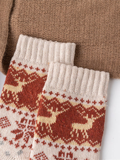 5PCS Women's Christmas Active Outdoor Elk Socks