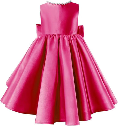 Beading V-Neck Back Sleeveless Floor Length Flower Girl Party Dress with Bow