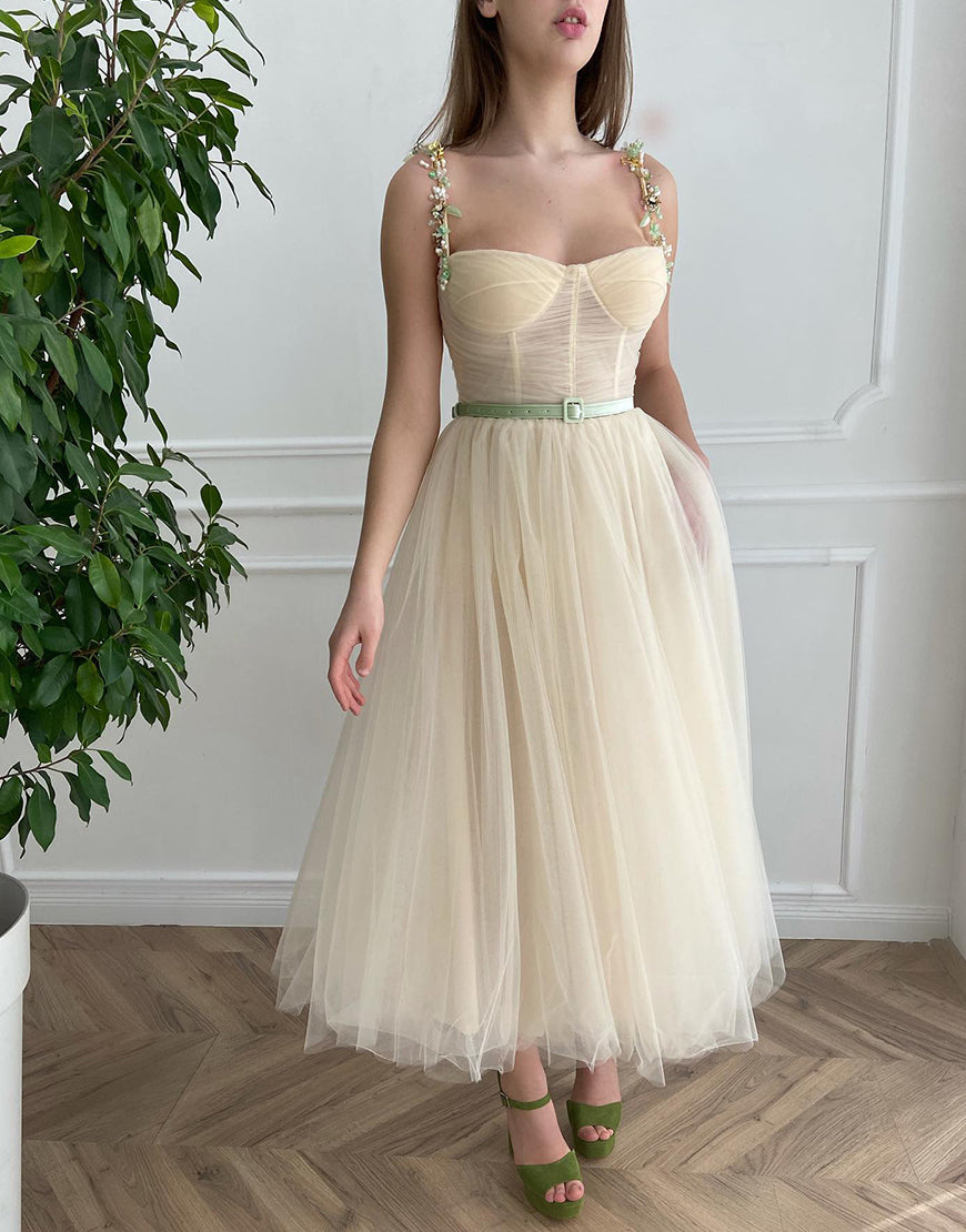 Ally | Apricot Homecoming Dress with Beading