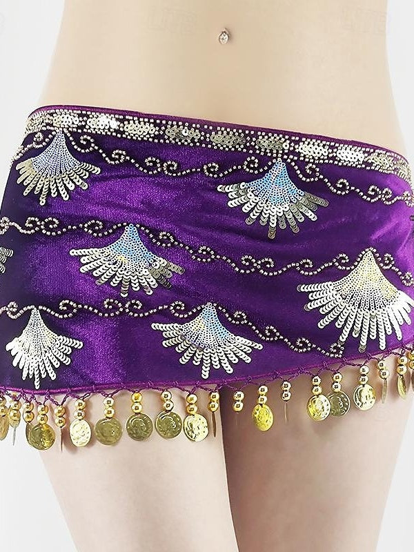 Belly Dance Belt Gold Coin Splicing Paillette Women's Performance Training High Polyester