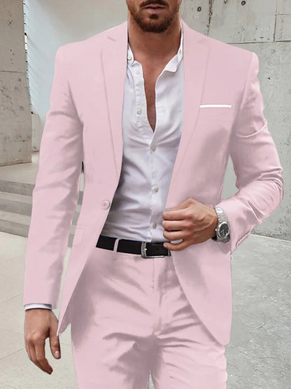 Men's Tailored Fit Single Breasted One-button 2 Pieces Wedding Suits