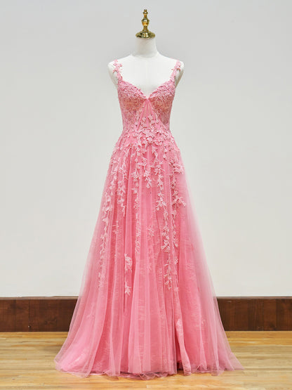 Mariana |A-line Sweetheart Lace Tulle Prom Dress with Slit