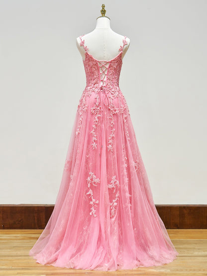 Mariana |A-line Sweetheart Lace Tulle Prom Dress with Slit