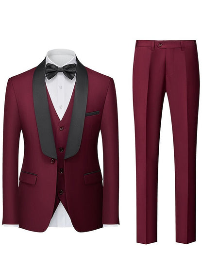 Men's Tailored Fit Single Breasted One-button 3 Pieces Wedding Suits