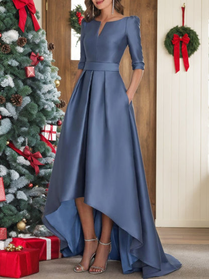 A-Line/Princess Half Sleeves Asymmetrical Mother Of The Bride Dresses With Pockets