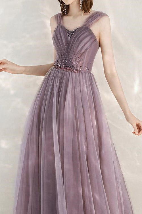 Edgynewlook Elegant Infinity Tulle Long Prom Dress With Sweetheart Sequins