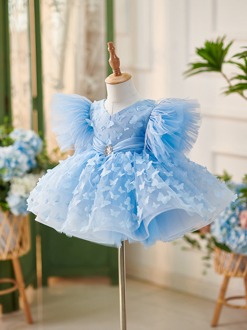 Tulle Knee-length Birthday Party Baby Girl Dress