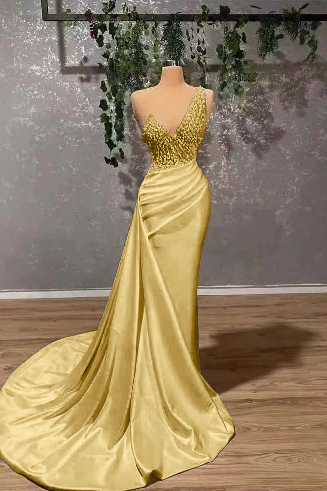 Ivory Elegant One-Shoulder Applique Prom Dress Mermaid With Ruffles ED0103