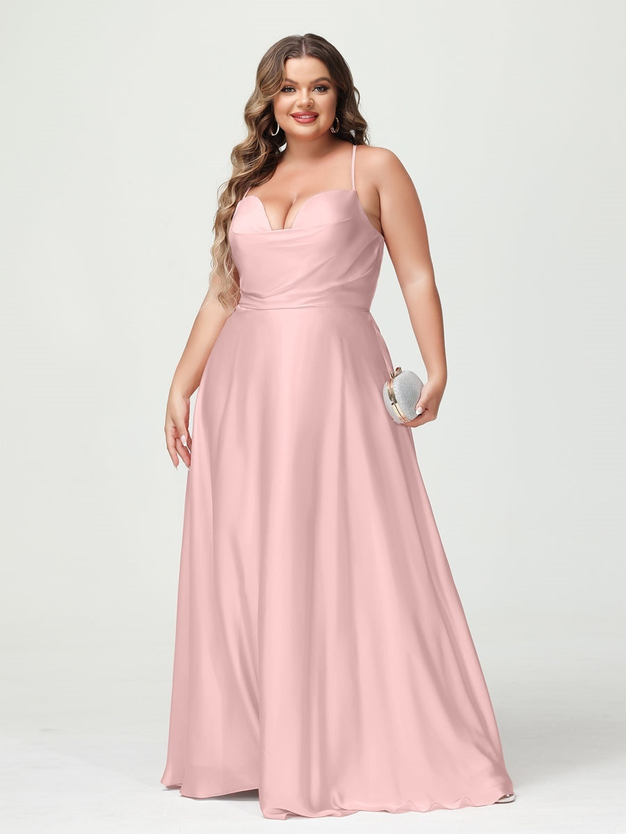 A-Line/Princess Spaghetti Straps Sleeveless Plus Size Bridesmaid Dresses