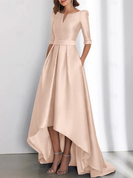 A-Line/Princess Half Sleeves Asymmetrical Mother Of The Bride Dresses With Pockets