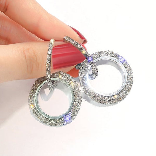 Shining Rhinestone Hoop Earrings