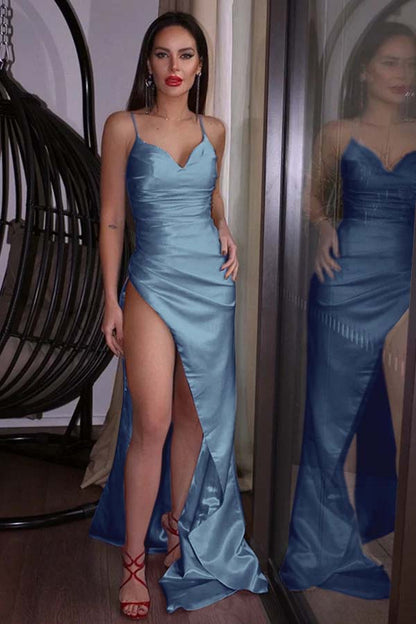 Spaghetti-Straps High Split Prom Dress PD0230