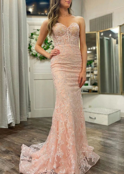 Michaela |Mermaid Sweetheart Sequined Lace Long Prom Dress