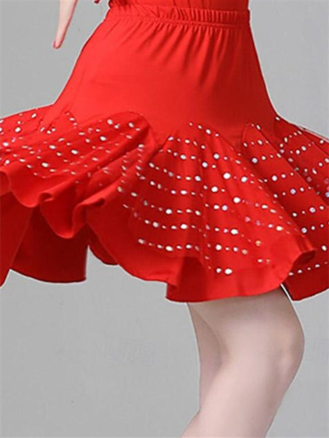 Women's Latin Dance Ballroom Dance Skirts Printing Pure Color Splicing Women's Performance