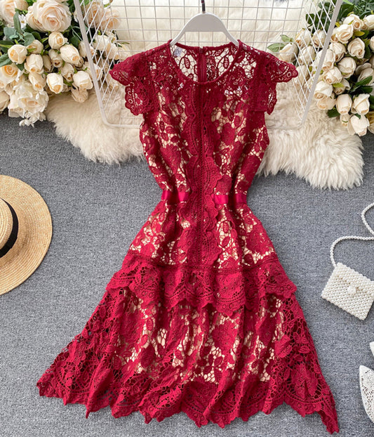 Cute lace short dress fashion girl dress  1180