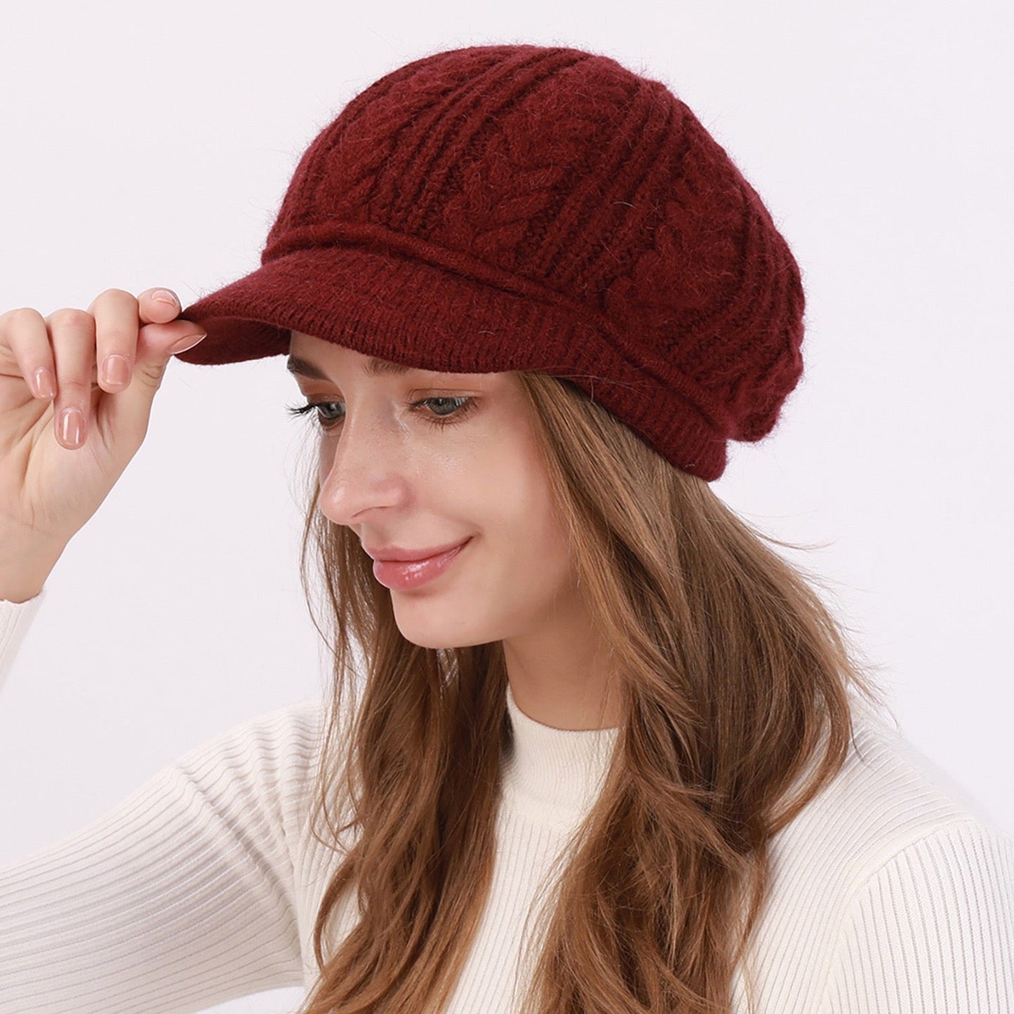 1 PC Women's Slouchy Home Daily Holiday Solid Color Knit Casual Nordic Style Daily Beret Hat