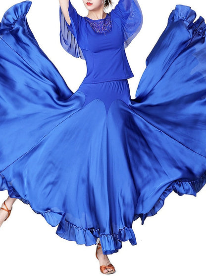 Ballroom Dance Skirts Ruffles Women's Performance High Polyester