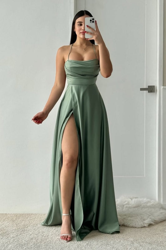 edgynewlook Strapless Long Prom Dress Sleeveless with Split