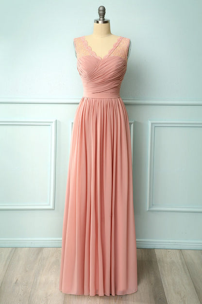 Long V-neck Bridesmaid Dress