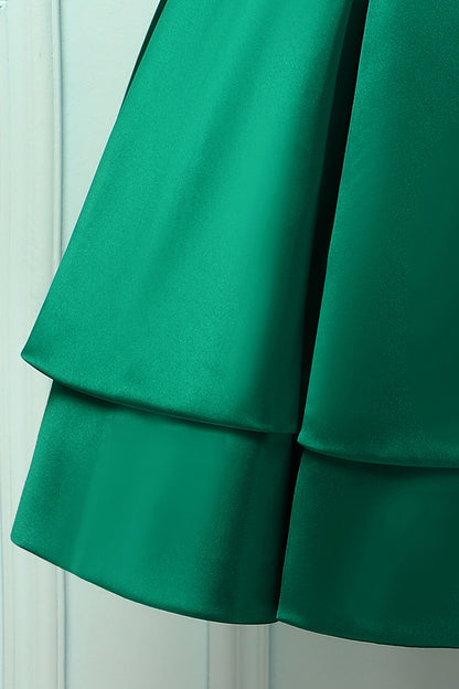 Satin Green Ball Homecoming Dress