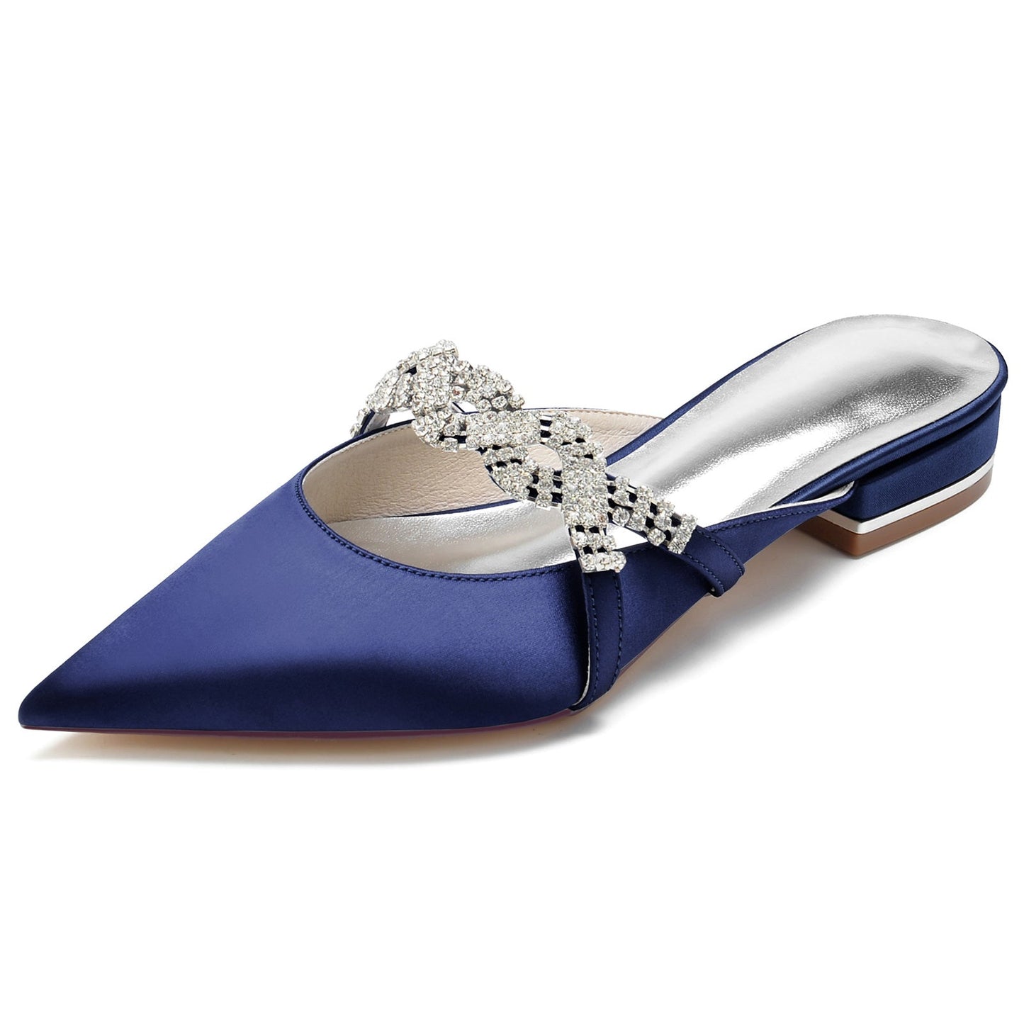 Women's Wedding Shoes Twisted Sparkling Crystal Low Pointed Toe Bridal Shoes