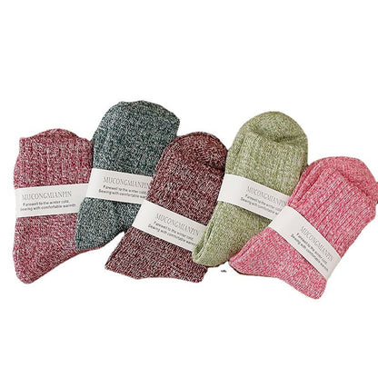 5 Pairs Women's Home Daily Solid Color Spandex Acrylic Fibers Simple Casual Warm Crew Socks