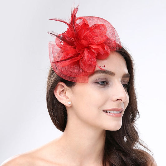 Fascinators Net Wedding Tea Party Horse Race Cocktail Vintage Elegant With Floral Headpiece