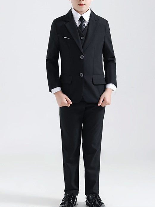 Boys Suit & Blazer Clothing Set 5 Pieces Long Sleeve Boy's Special Occasion Wedding Suit Sets