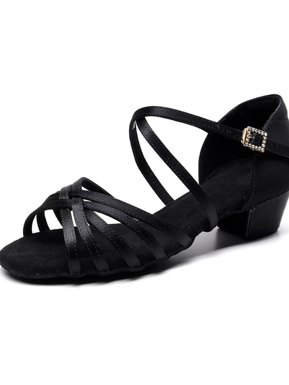 Women's Dancewear Shoes Buckle Peep Toe Block Heel Latin Shoes