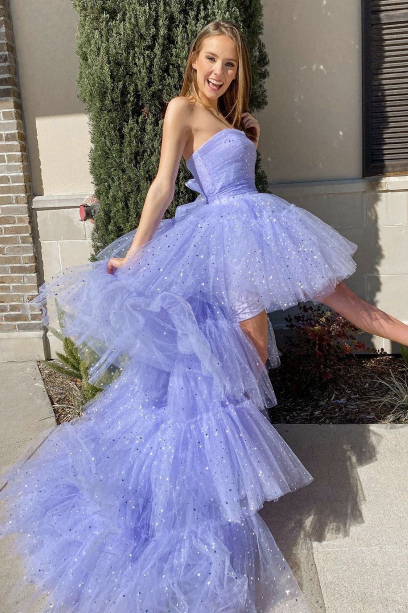 LTP0142,Strapless High Low Prom Dresses 2022,Popular Girl Party Dresses,2022 Evening Prom Dresses