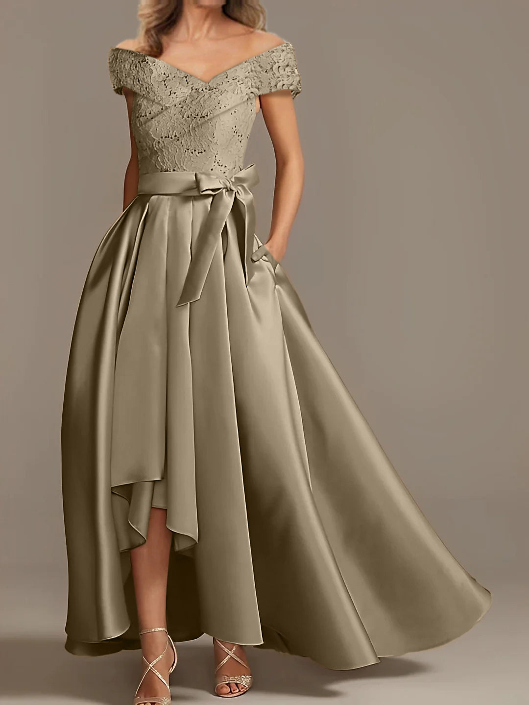 A-Line/Princess Off-the-Shoulder Asymmetrical Mother of the Bride Dresses with Ruffles