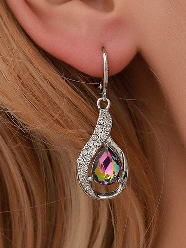 Zircon Drop Earrings For Women's Wedding Work Daily Classic Floral Silver Earrings