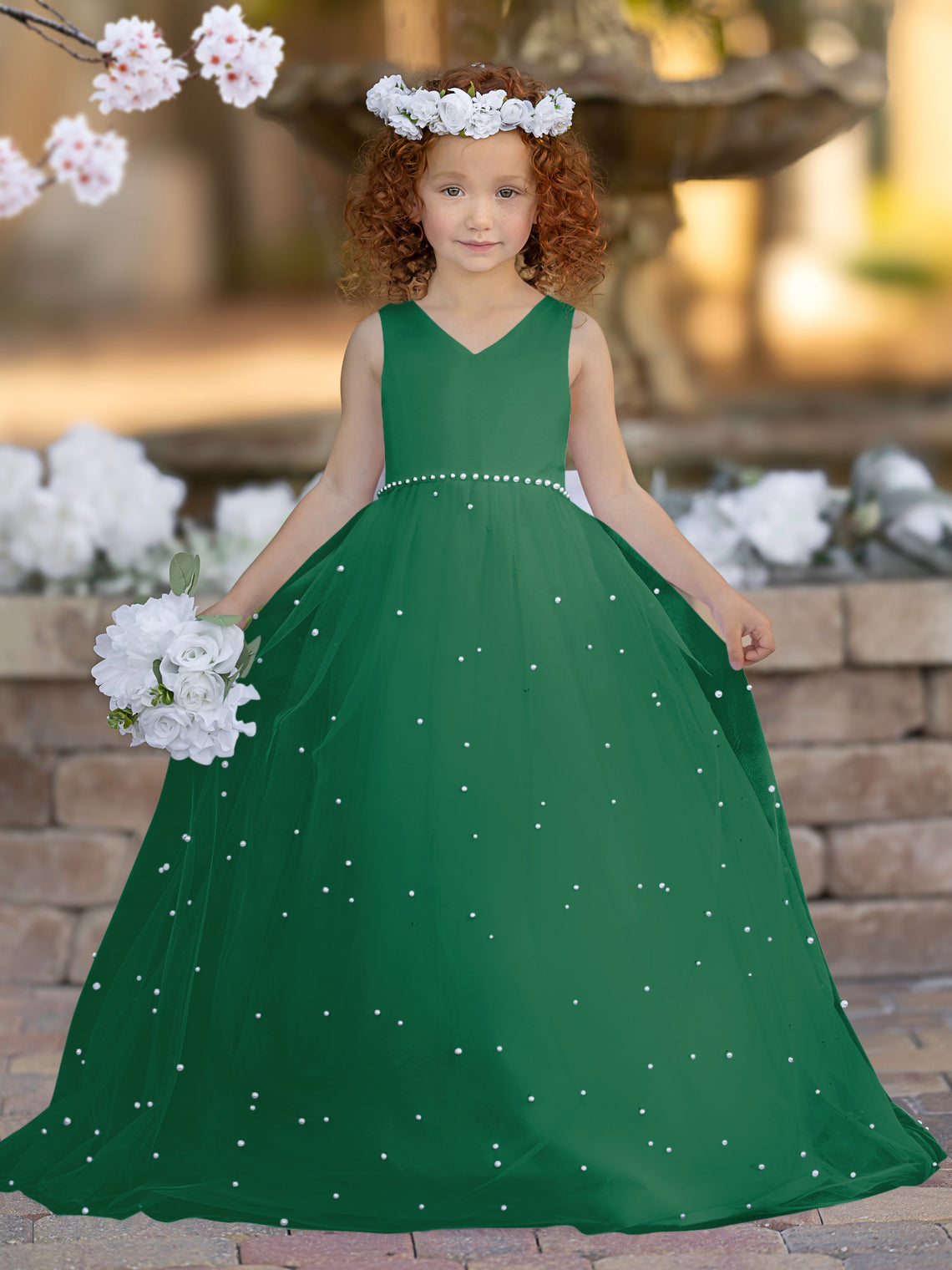 Elegant Princess Ball Gown Satin & Tulle Flower Girl Dress