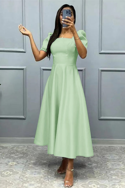 Elegant Online Square A-Line Prom Dress With Short Sleeves ED0177