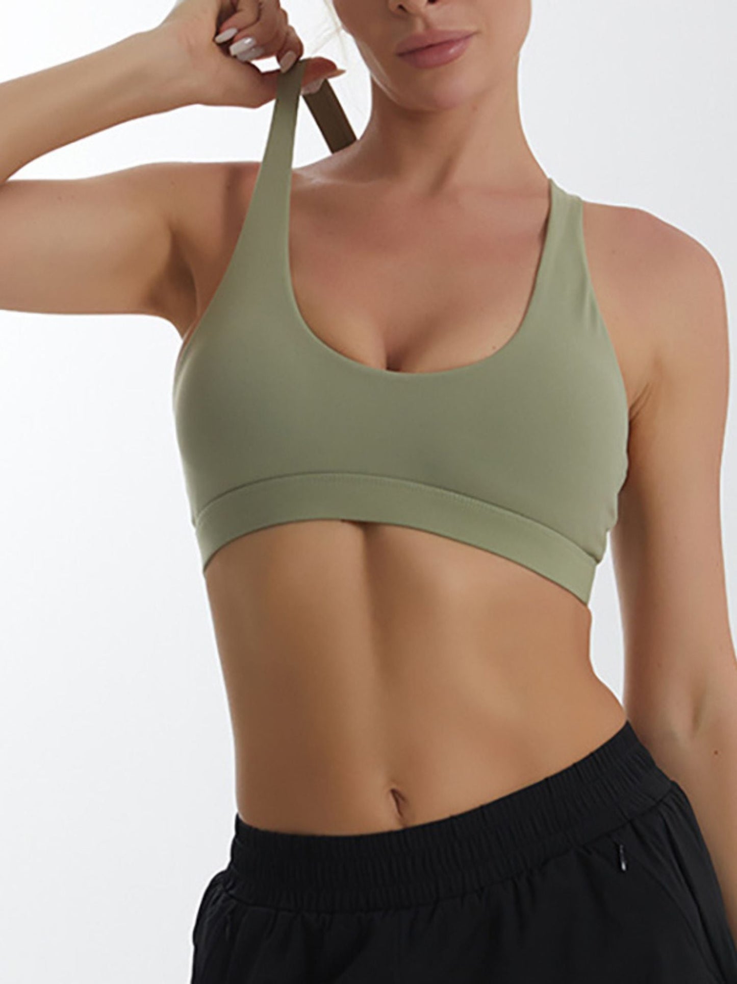 Classic Solid Minimalist Sports Bra Polyester Training Wear