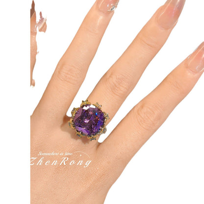 Vintage Luxury Square Bird Nest Gemstone Ring