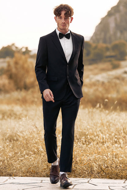 Black Notched Lapel Two Buttons Men's Wedding Suits