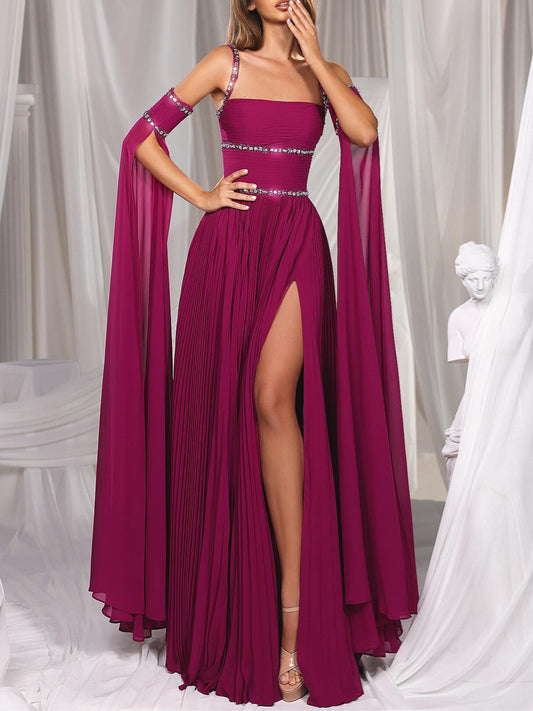 A-Line/Princess Spaghetti Straps Floor-length Prom Dresses