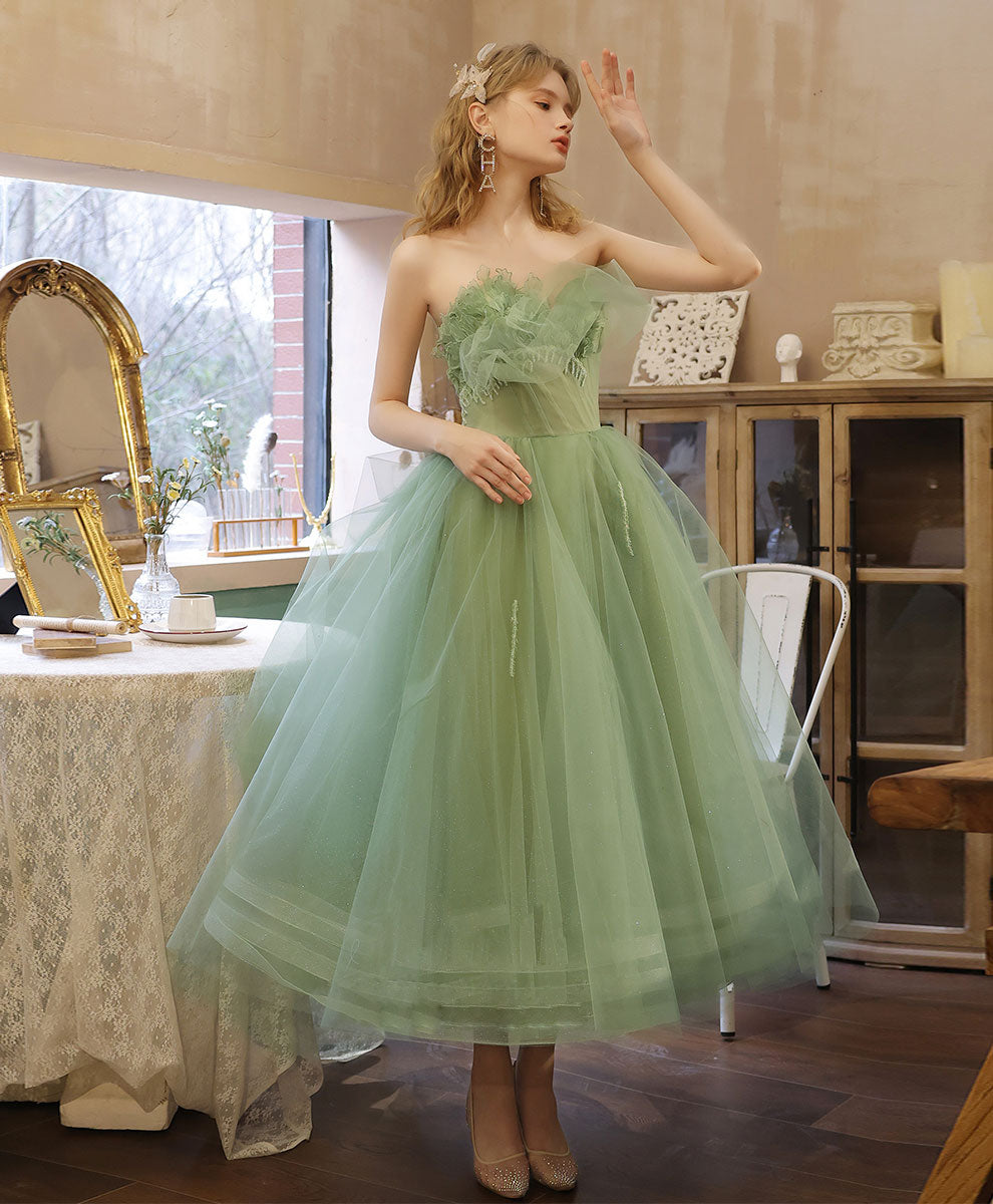 Green tulle short prom dress homecoming dress  8885