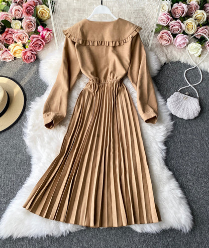 Cute lapel long sleeve dress fashion girl dress  1056