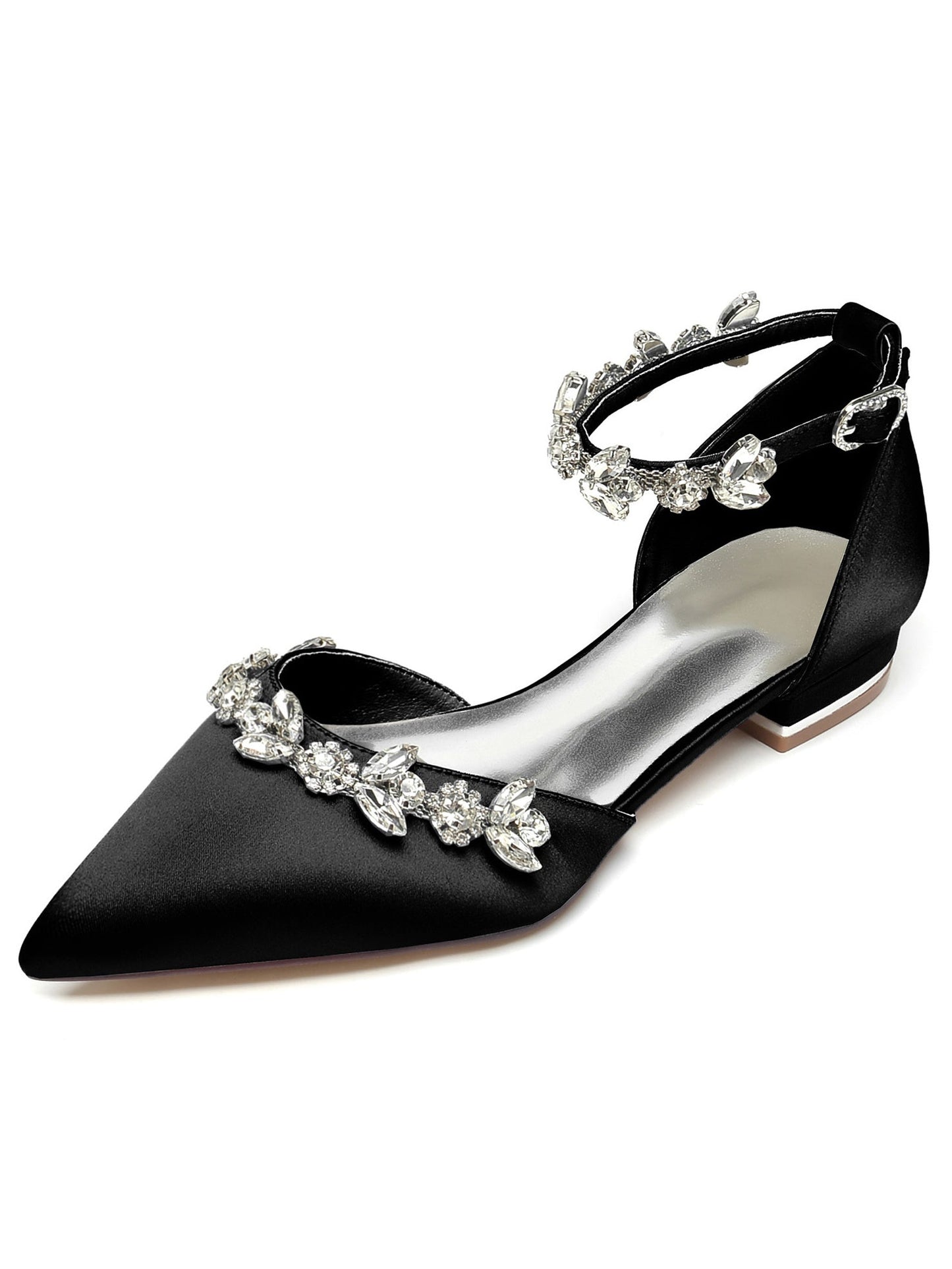 Women's Rhinestone Low Heel Pointed Toe Bridesmaid Shoes