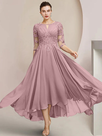 A-Line/Princess Scoop Tea-Length Mother of the Bride Dresses