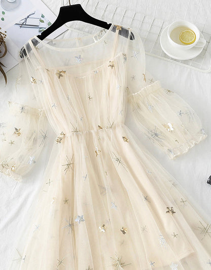 A line tulle short dress fashion girl dress women's summer dress  1152