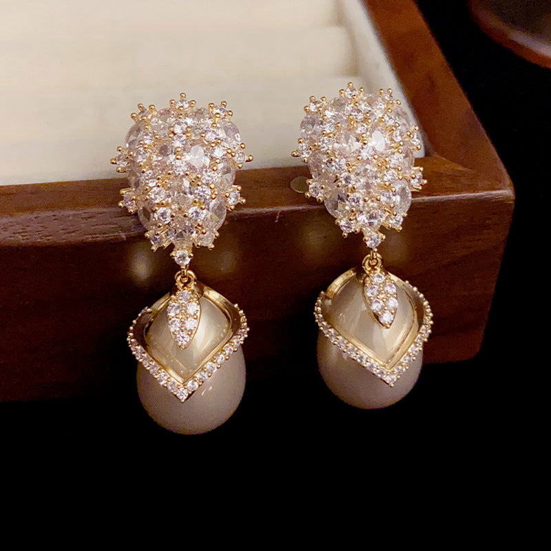 Luxury Champagne Artificial Pearl Earrings