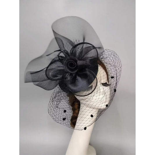 Noble Fascinators Net Wedding Horse Race Hats Flower Headpiece & Knot Bow