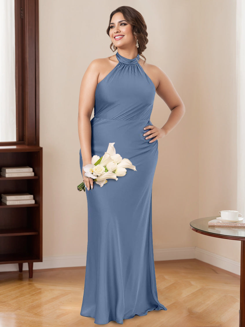 Mermaid/Trumpet Halter Sleeveless Floor-Length Bridesmaid Dresses