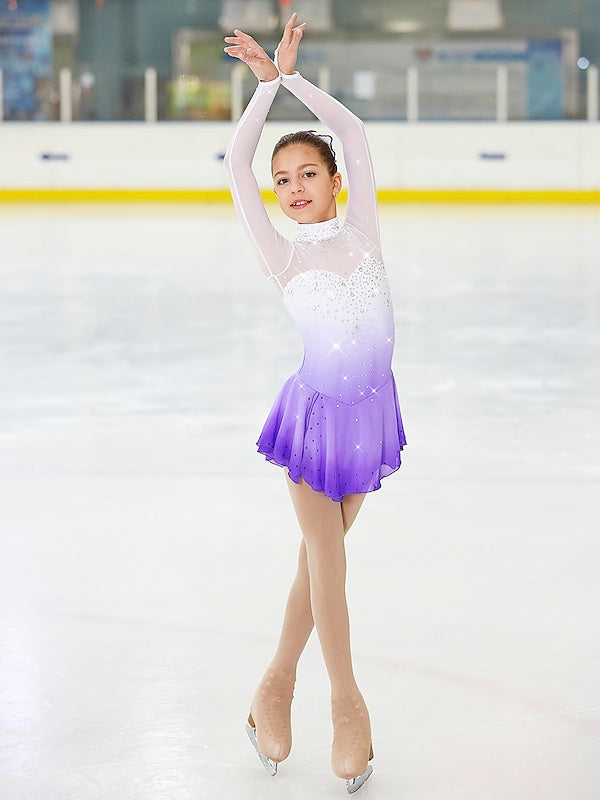 Figure Skating Women's Girls' Training Practice Long Sleeve Ice Skating Dress