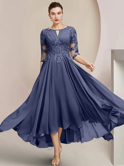 A-Line/Princess Scoop Tea-Length Mother of the Bride Dresses